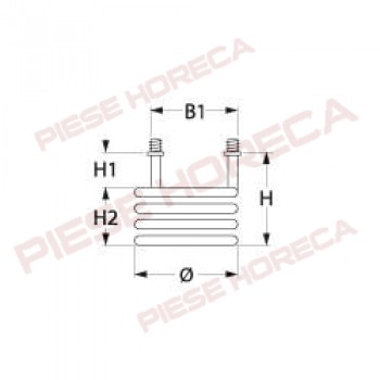 Rezistenta spirala 1000W, alimentare 230V, diametrul de 57mm, inaltime 59mm, distanta de montare (B1) 50mm. Pentru boiler expresor FAEMA Family 